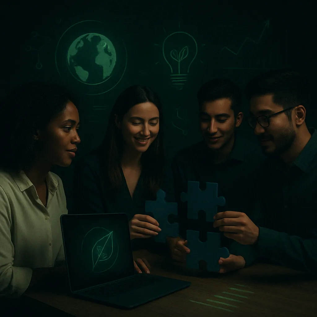 Small product team reviewing an application prototype on a laptop around a table