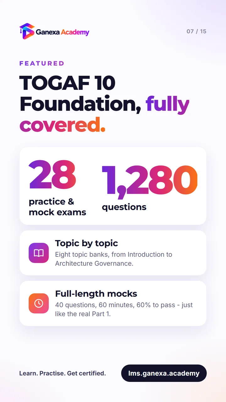 Featured: TOGAF 10 Foundation with 28 practice and mock exams and 1,280 questions