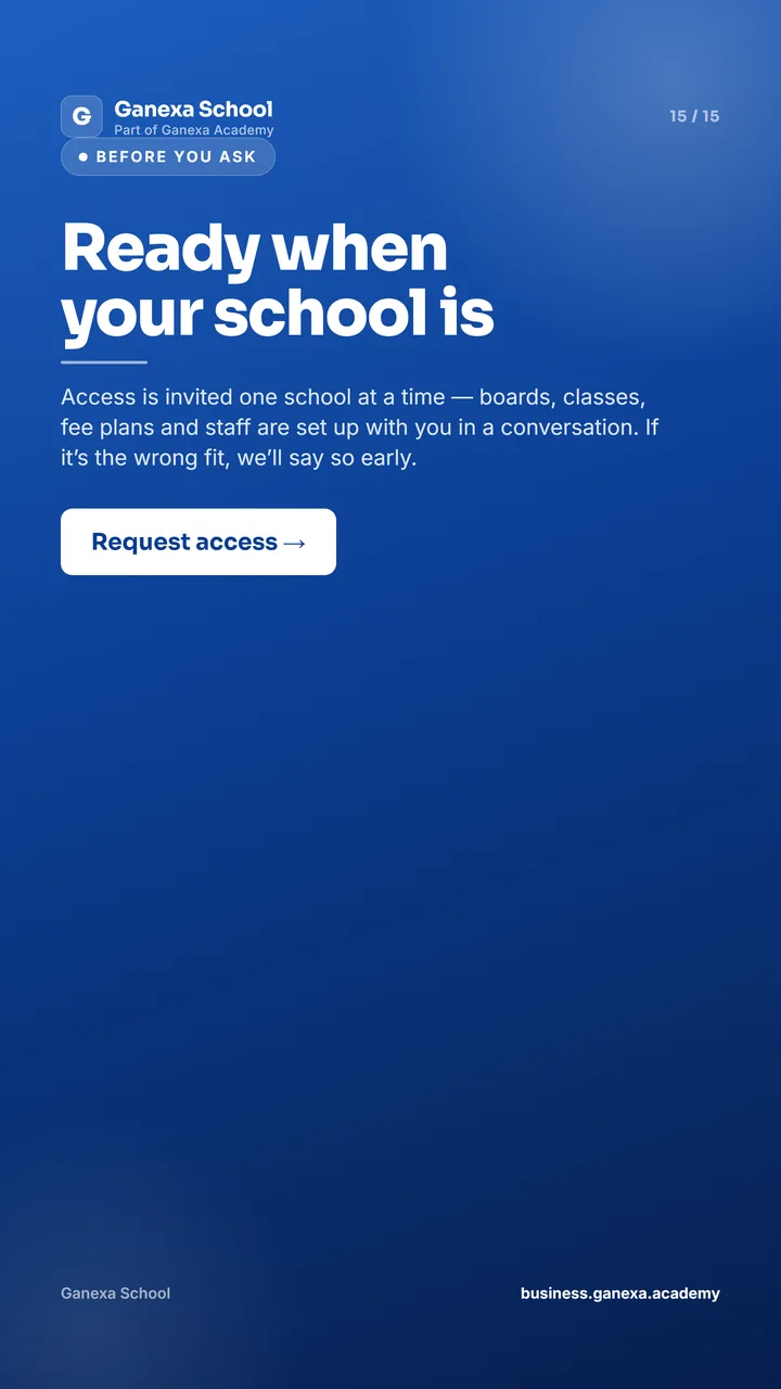 Request access: Ganexa School is set up with each school in a conversation